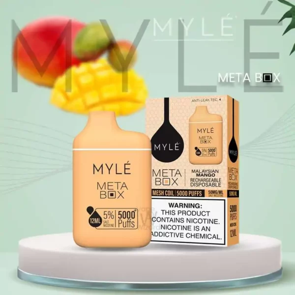 سحبة مايلي ميتا بوكس نكهة مانجو Myle Meta Box Disposable Malaysian mango 5000 Puff