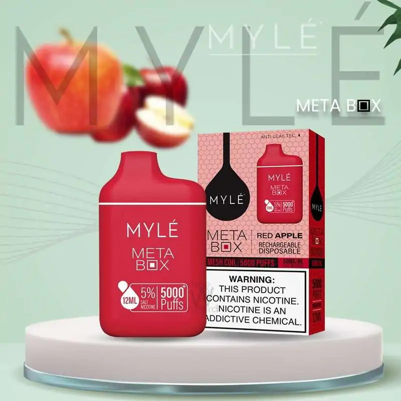 سحبة مايلي ميتا بوكس نكهة تفاح احمر Myle Meta Box Disposable Red Apple 5000 Puff