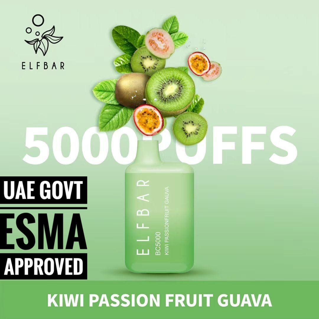 سحبة الف بار 5000 كيوي باشن فروت جوافا elfbar-bc5000-kiwi-passion-fruit-guava